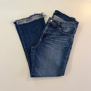 J Brand Mid-Rise Straight Cropped Blue Jeans